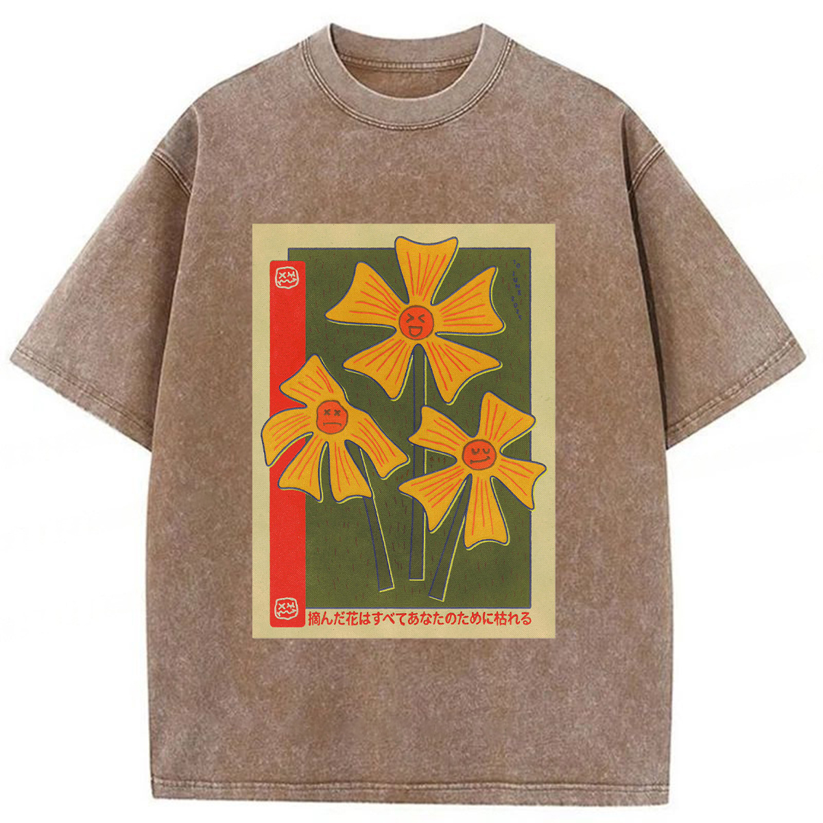 Tokyoviva Artistic Flowers Washed T-shirt