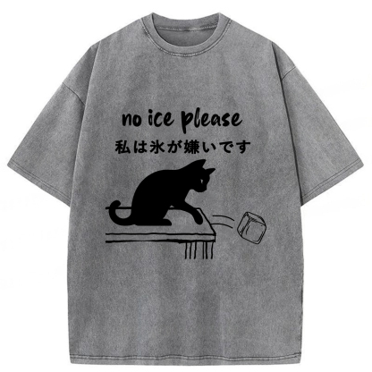 Tokyoviva No Ice Cubes Black Cat Washed T-shirt