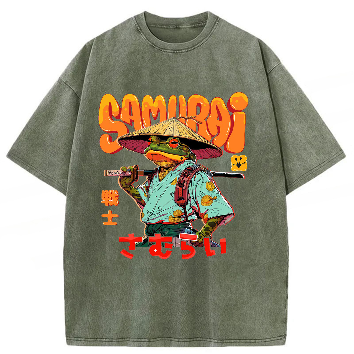 Tokyoviva Samurai Frog Washed T-shirt