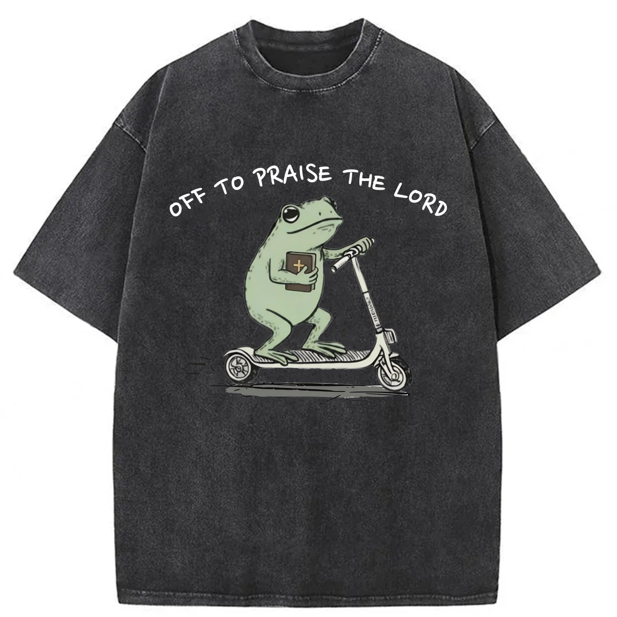 Tokyoviva Funny Frog Off To Praise The Lord Washed T-shirt