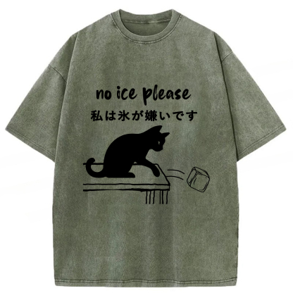 Tokyoviva No Ice Cubes Black Cat Washed T-shirt