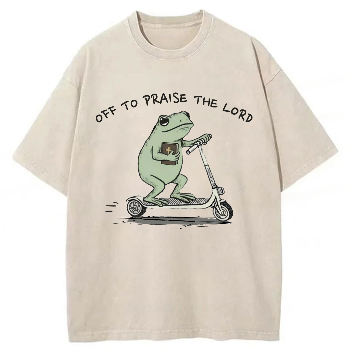 Tokyoviva Funny Frog Off To Praise The Lord Washed T-shirt
