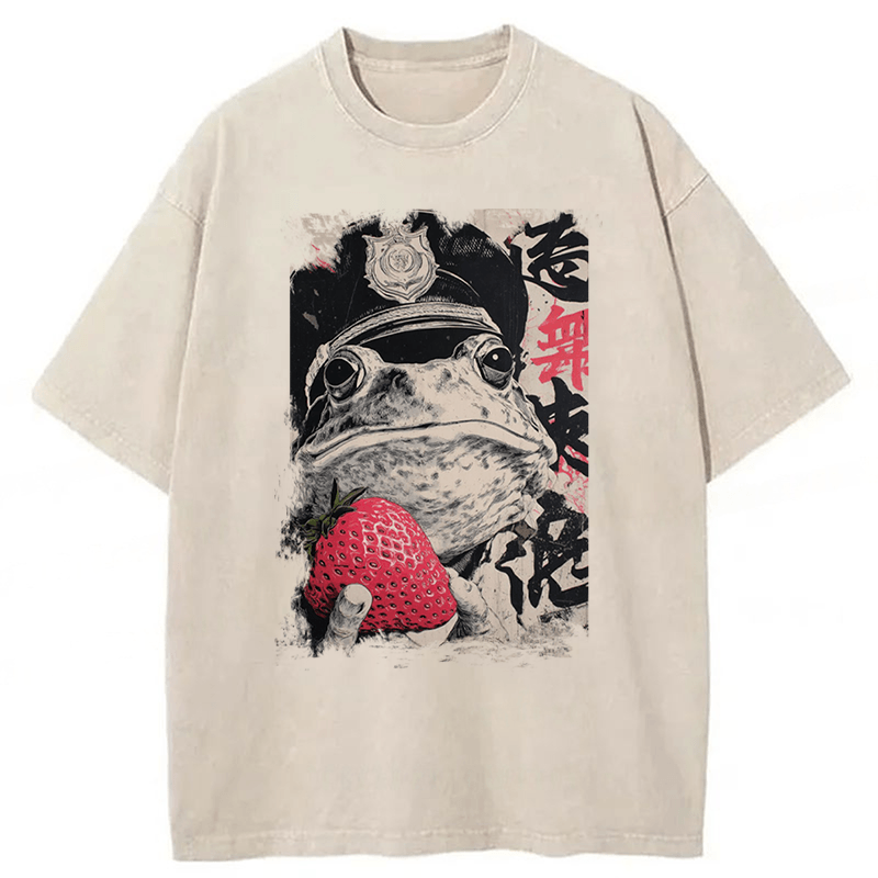 Tokyoviva Distressed Strawberry Frog Washed T-shirt