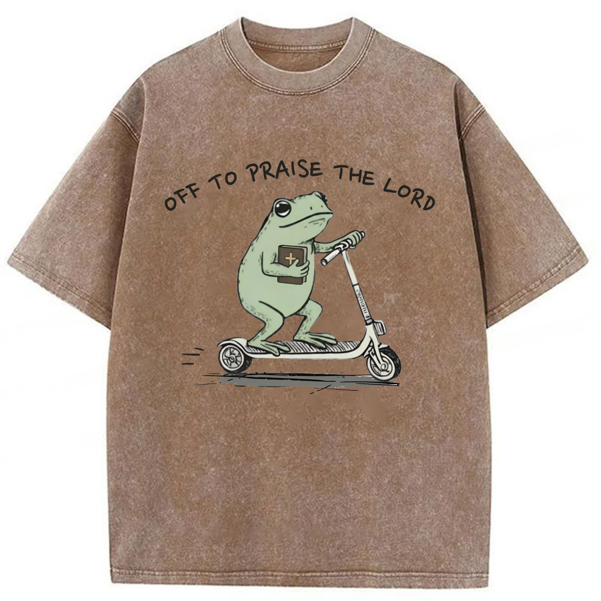 Tokyoviva Funny Frog Off To Praise The Lord Washed T-shirt