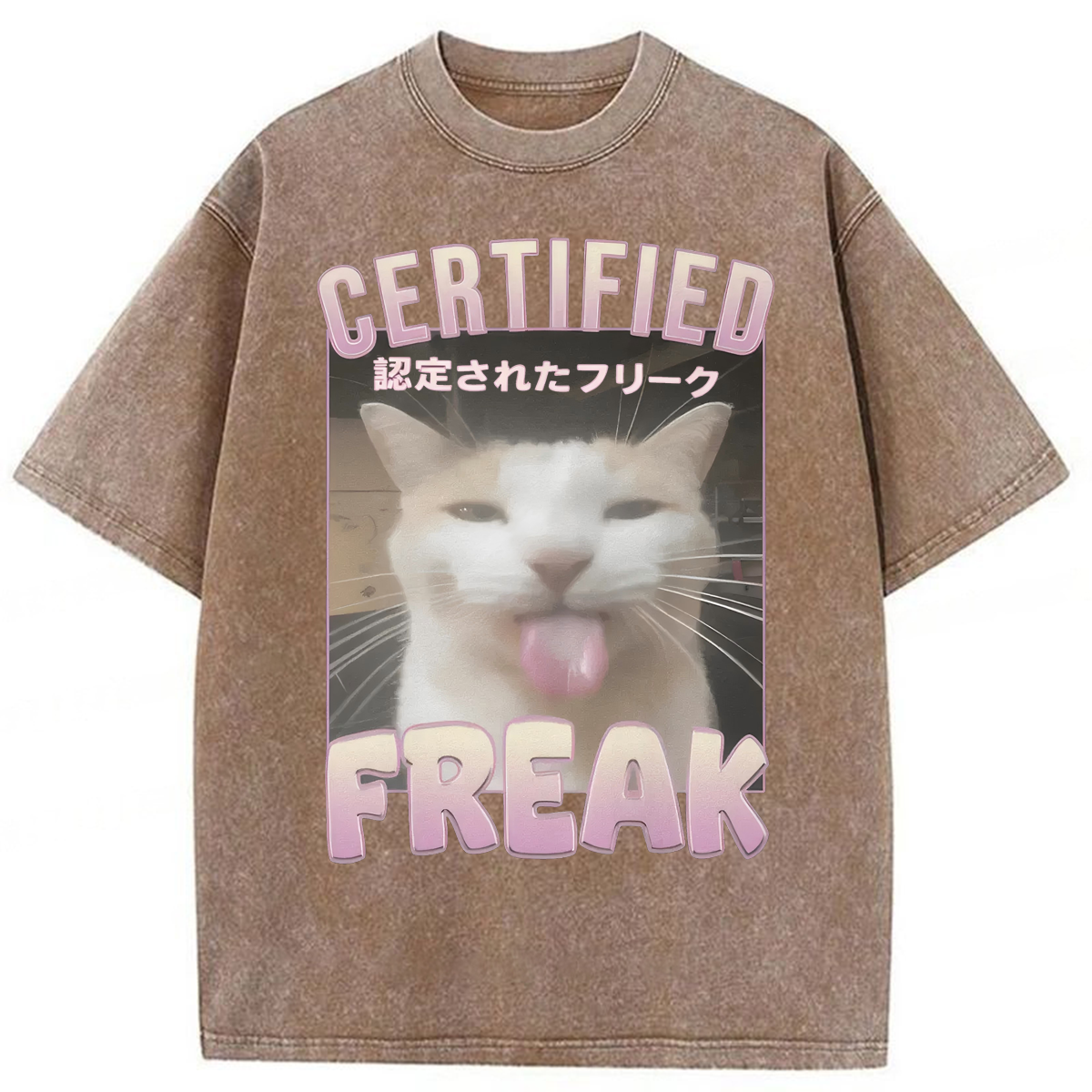 Tokyoviva Certified Freak Funny Cat Washed T-shirt