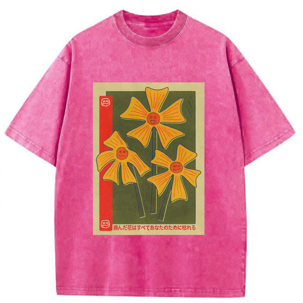 Tokyoviva Artistic Flowers Washed T-shirt