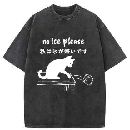 Tokyoviva No Ice Cubes Black Cat Washed T-shirt
