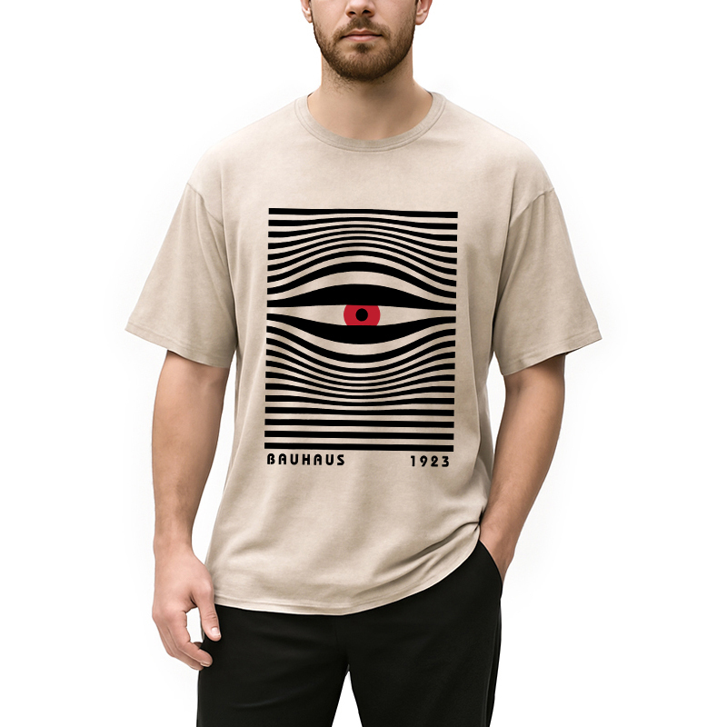 Geometric Eyes Printed Washed T-Shirt