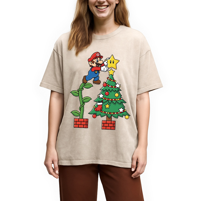 Super Mario Christmas Washed T-Shirt