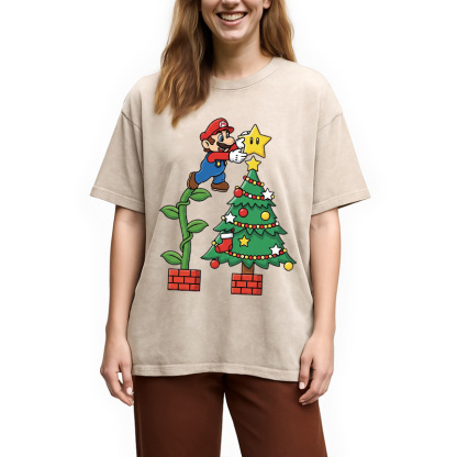 Super Mario Christmas Washed T-Shirt