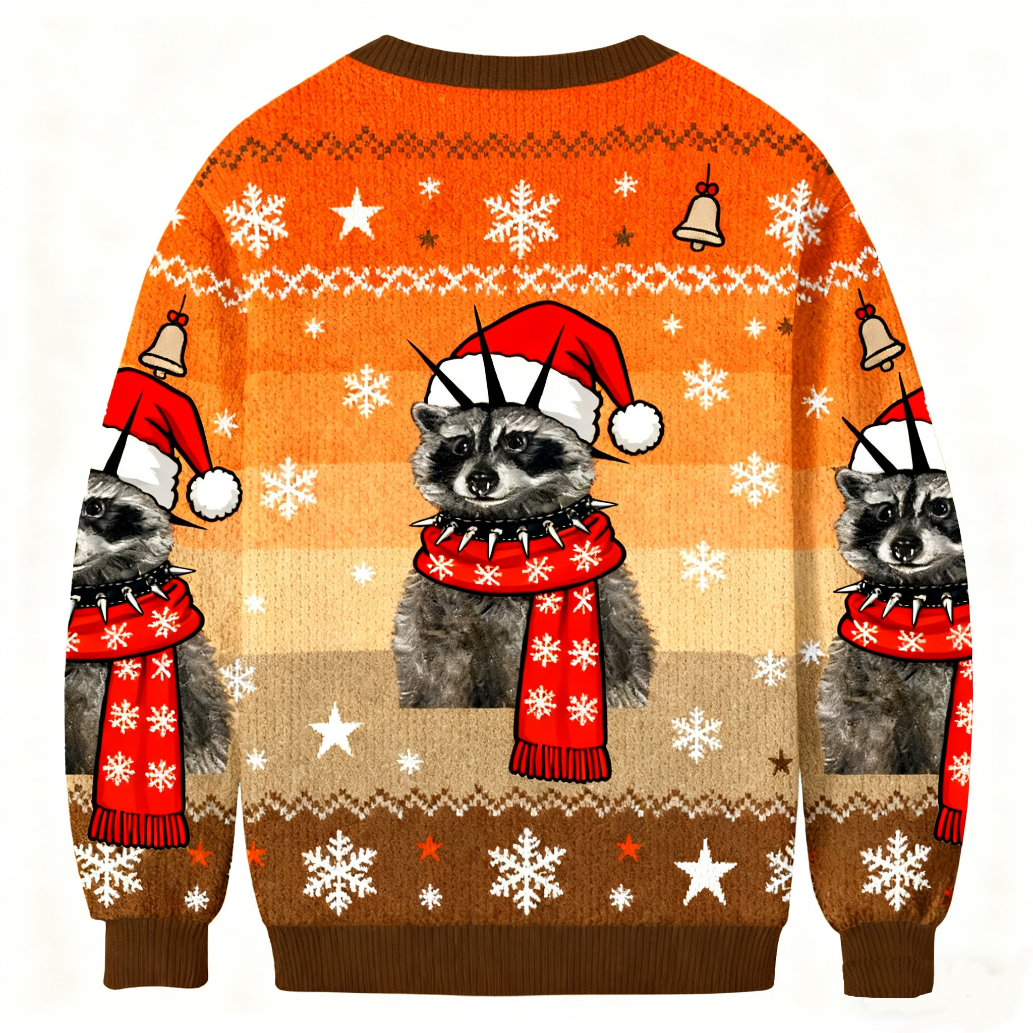 Punk Raccoon With Mohawk And Spiked Collar Ugly Sweatshirt