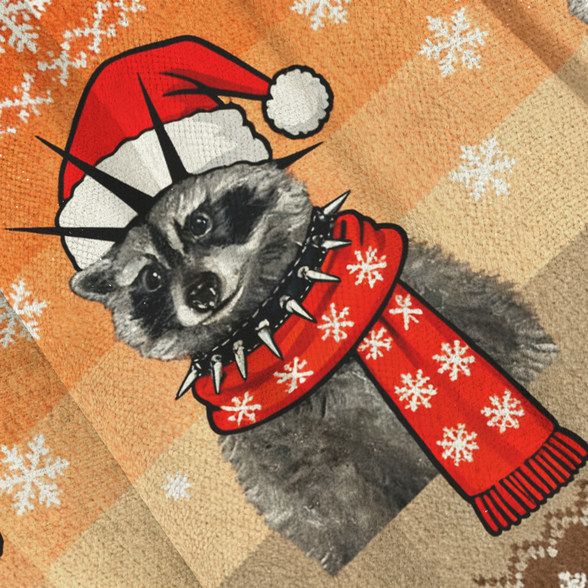 Punk Raccoon With Mohawk And Spiked Collar Ugly Sweatshirt