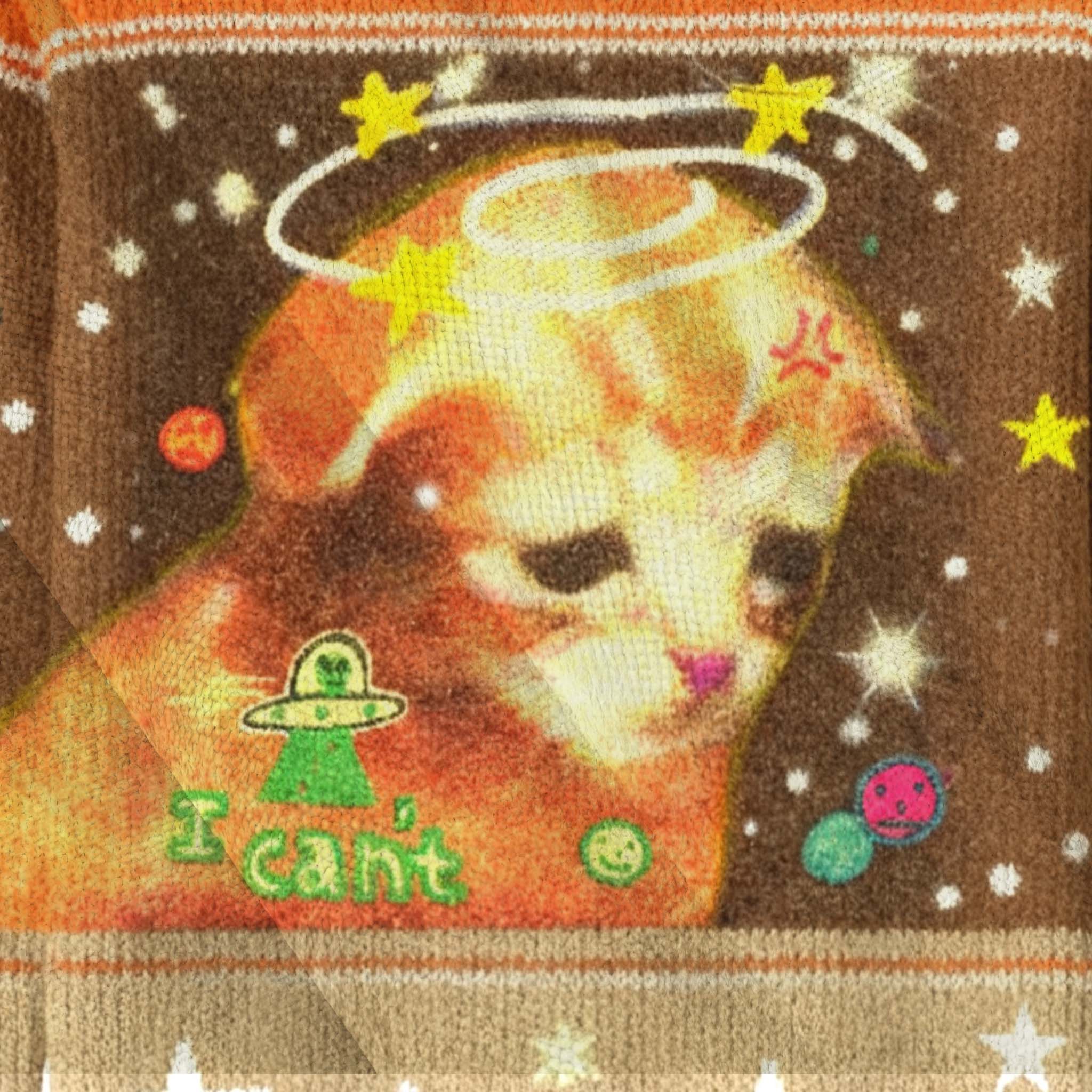 Cosmic Funny Cat MeMe Says 'I Can't' Christmas Ugly Sweatershirt