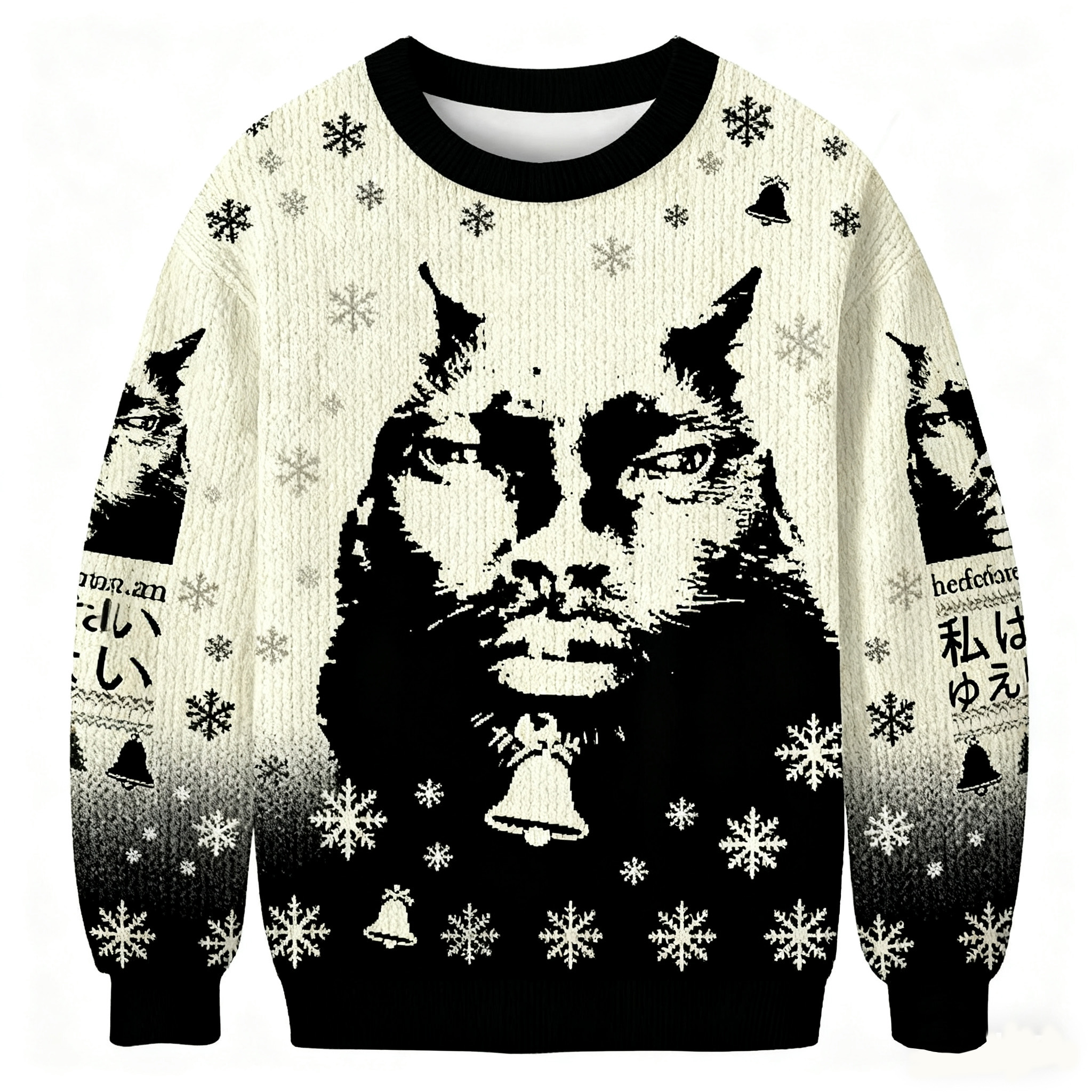 Cat-Man Hybrid Portrait Christmas Ugly Sweatshirt