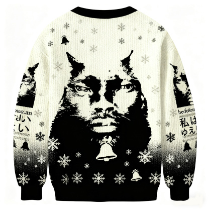 Cat-Man Hybrid Portrait Christmas Ugly Sweatshirt