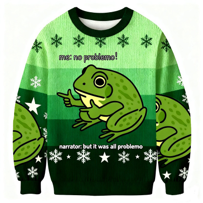 Funny Frog Me No Problemo Narrator: But It Was All Problemo Ugly Sweatshirt