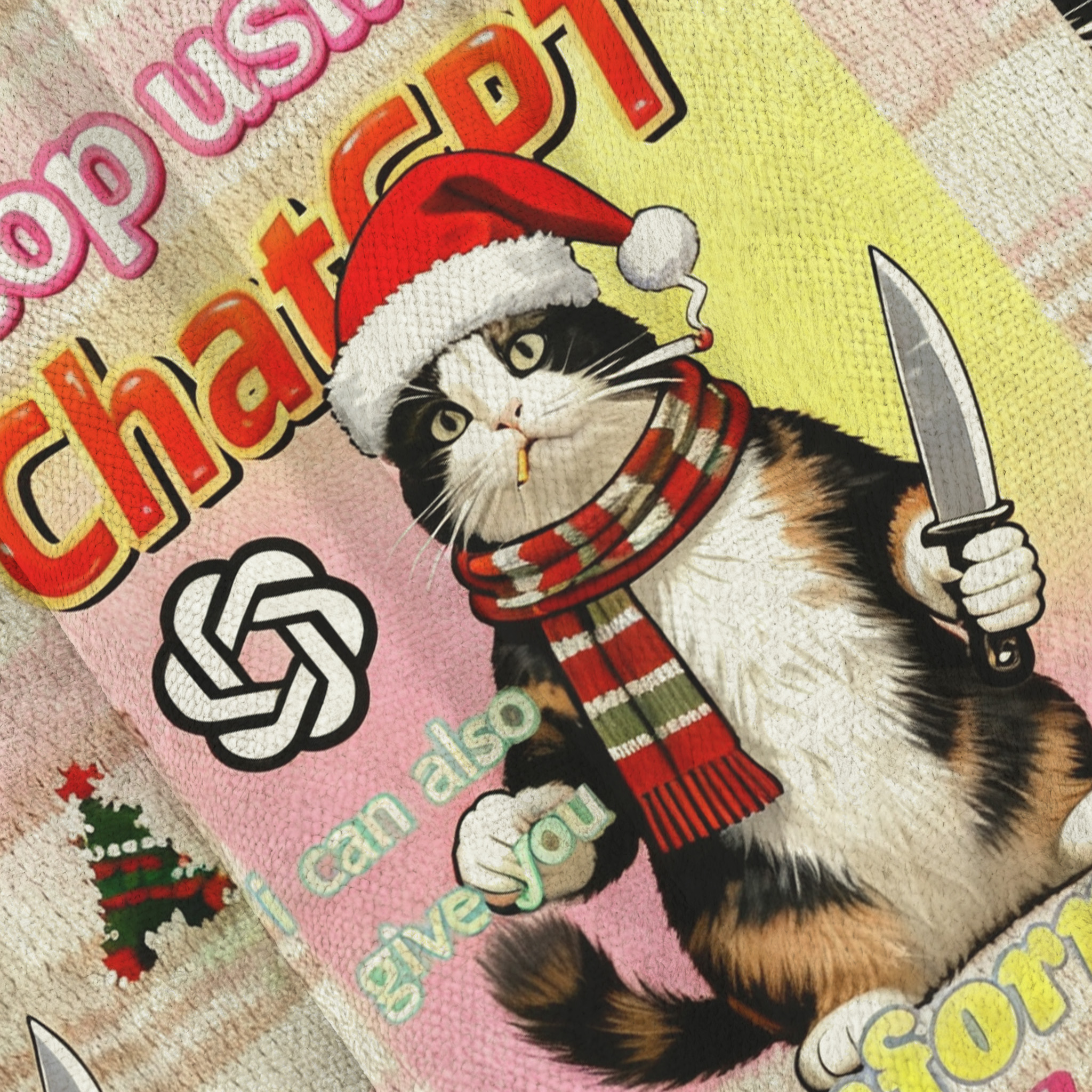 Stop Using ChatGPT Christmas Ugly Sweatshirt