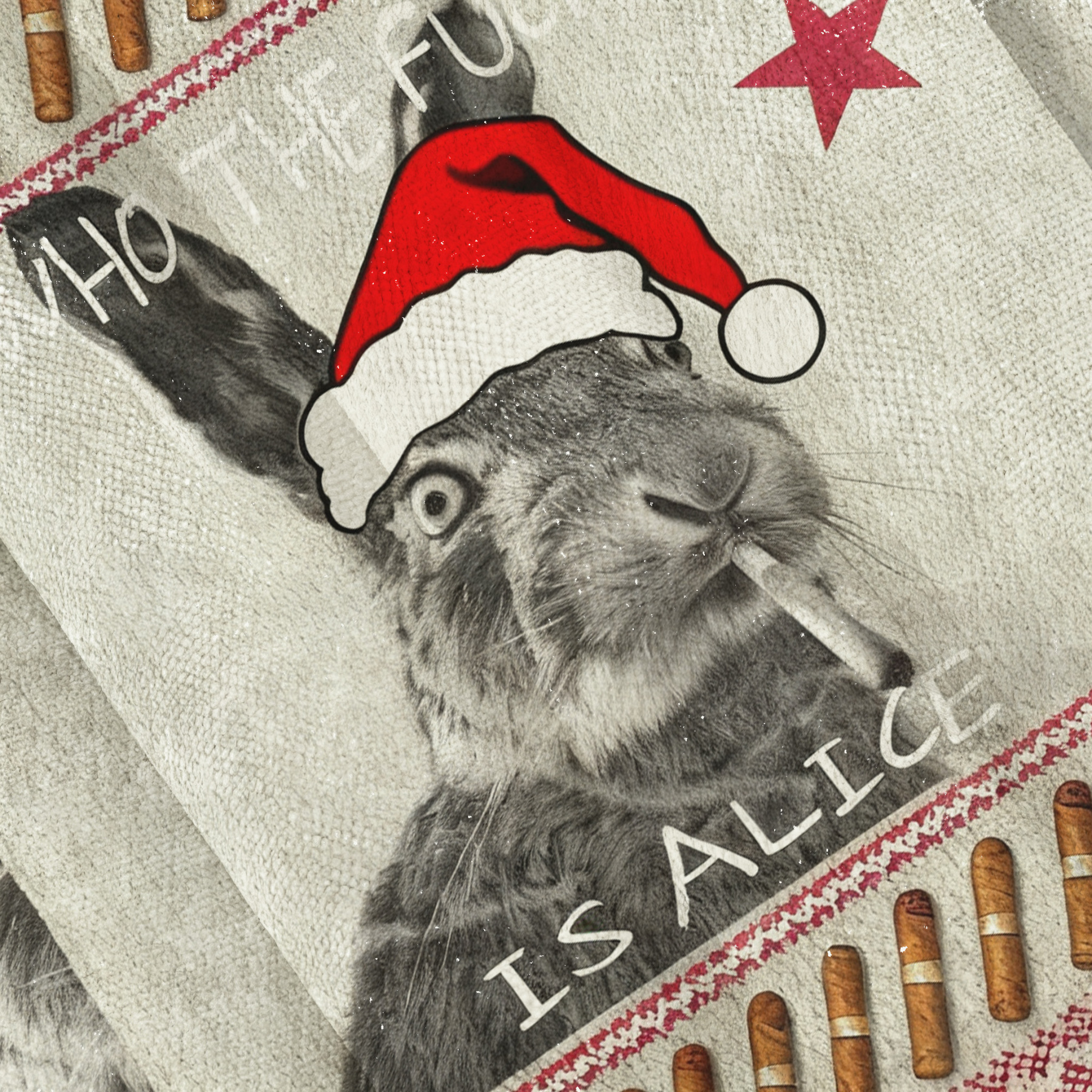 Who The Fuck Is Alice Funny Smoking Rabbit Meme Christmas Ugly Sweatshirt