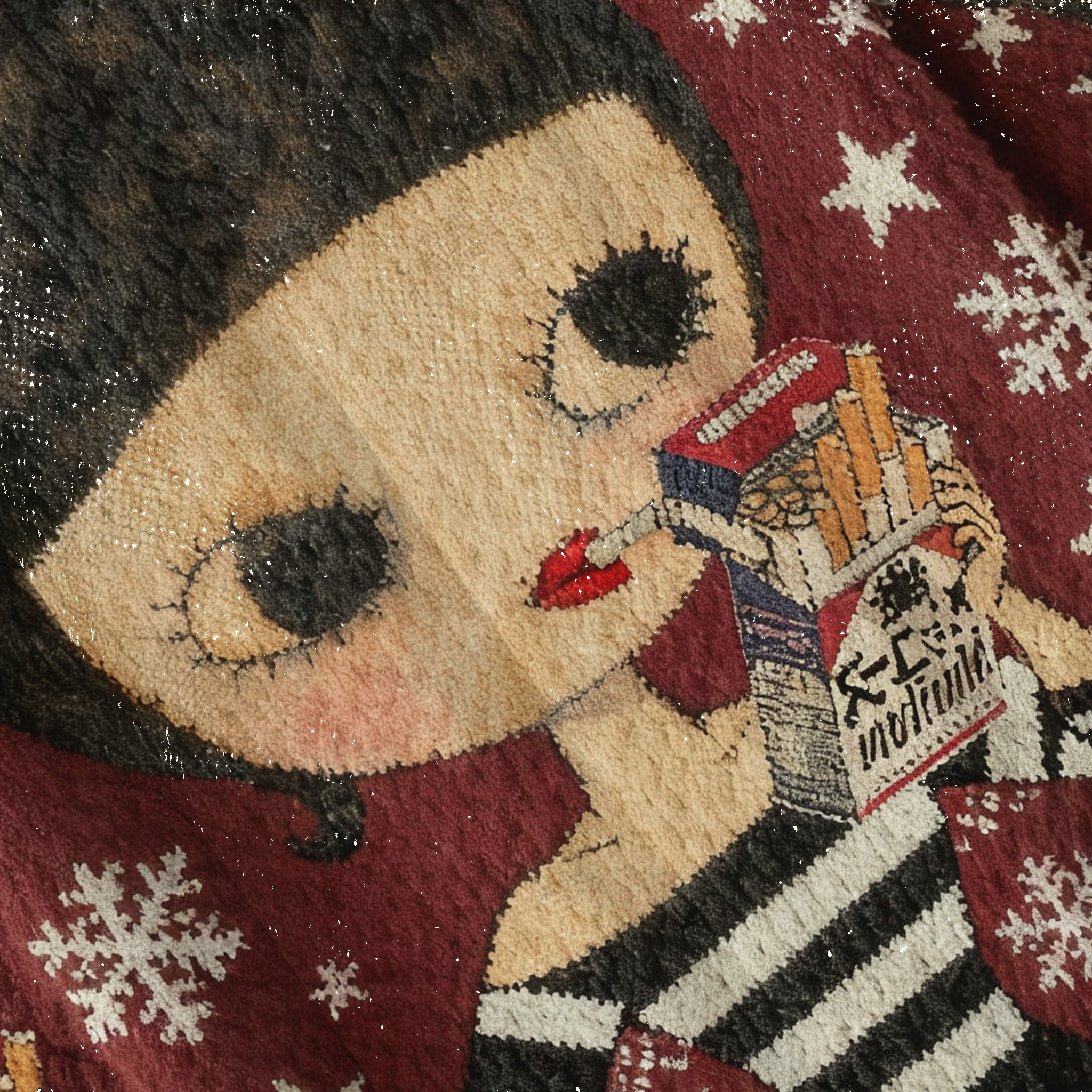 Big-Eyed Girl In Striped Dress Smoking Ugly Sweatshirt