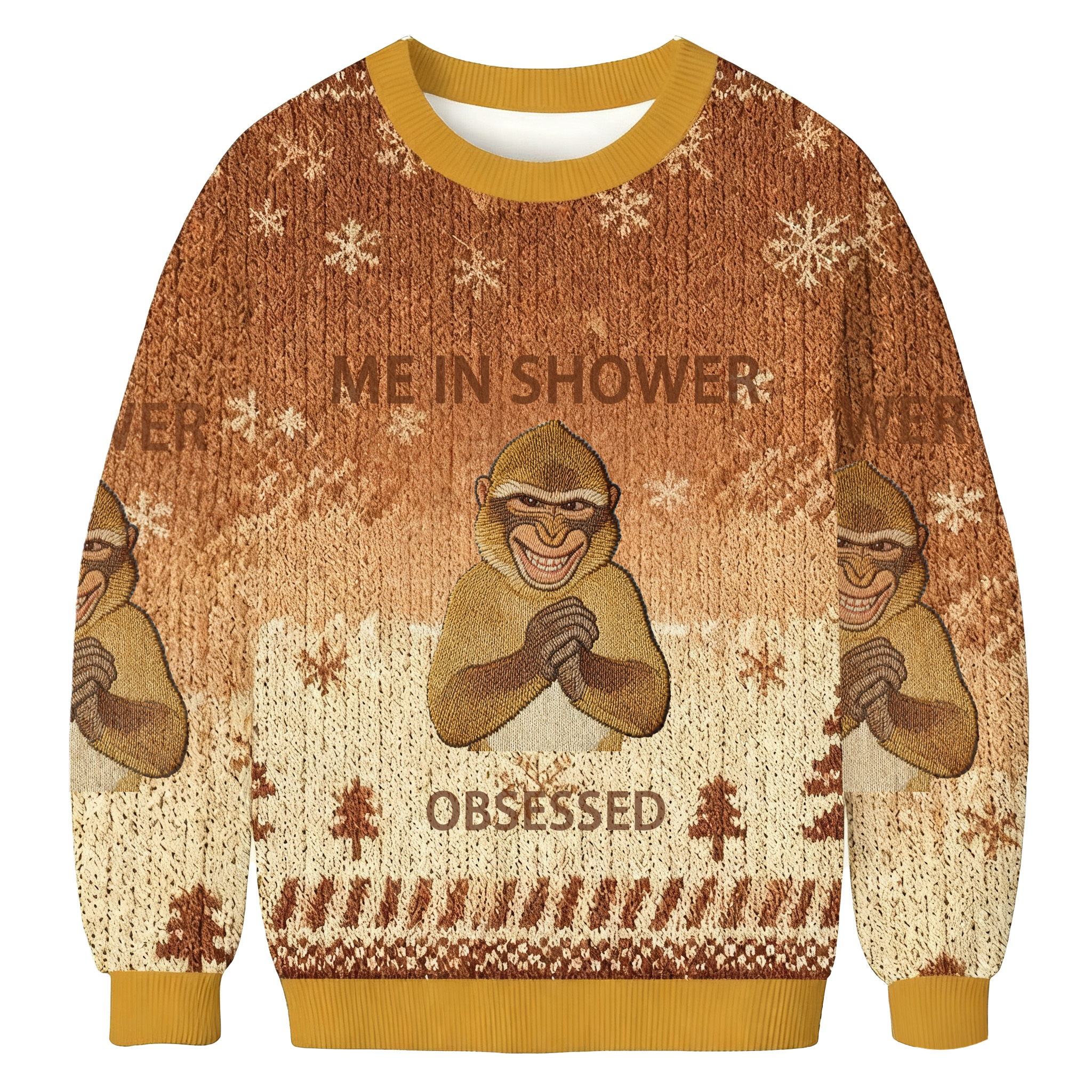 Me In Shower Obsessed Monkey Christmas Ugly Sweatshirt