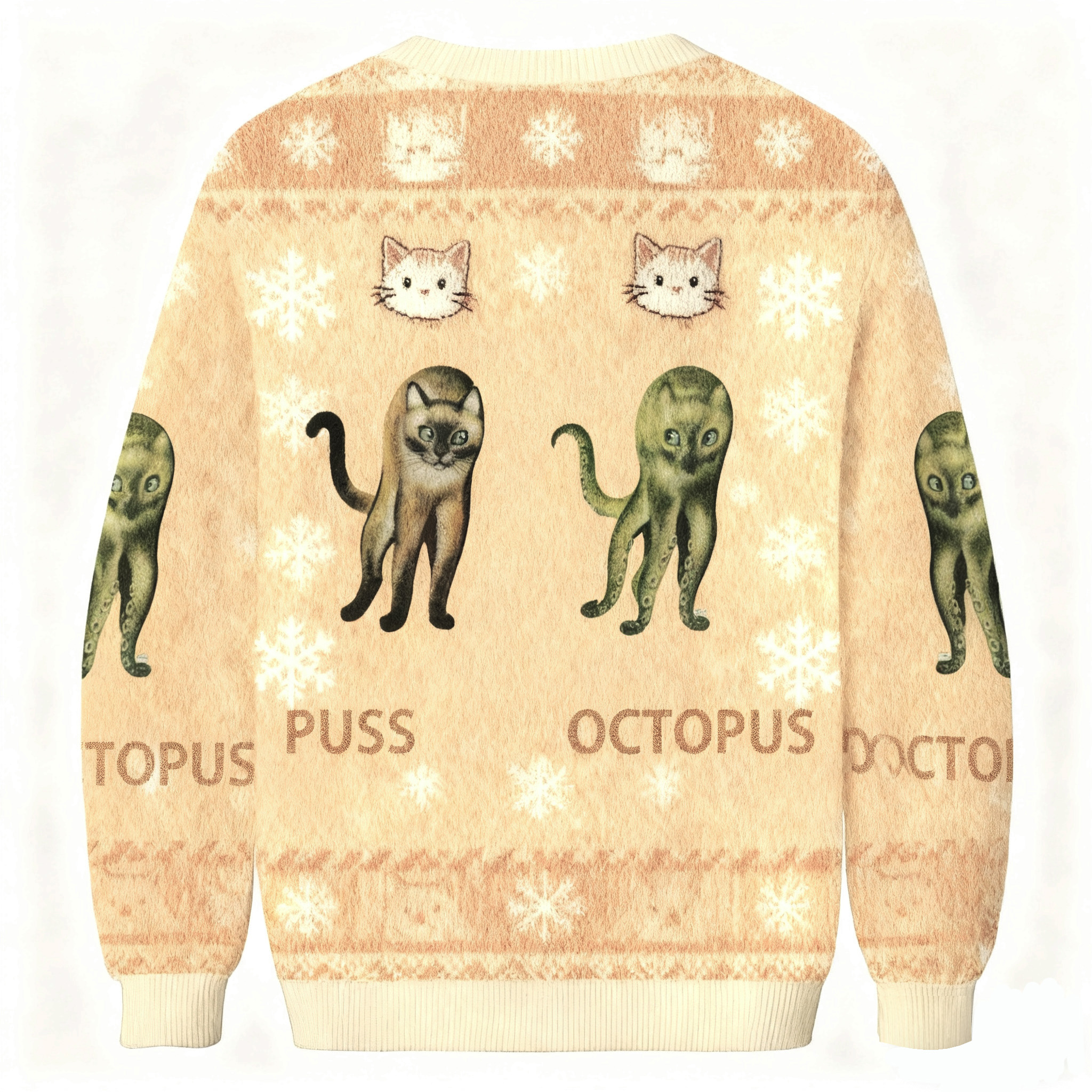 Puss And Octopus Hybrid Meme Christmas Ugly Sweatshirt