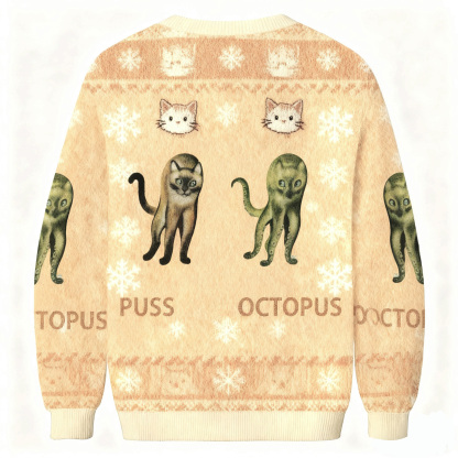 Puss And Octopus Hybrid Meme Christmas Ugly Sweatshirt