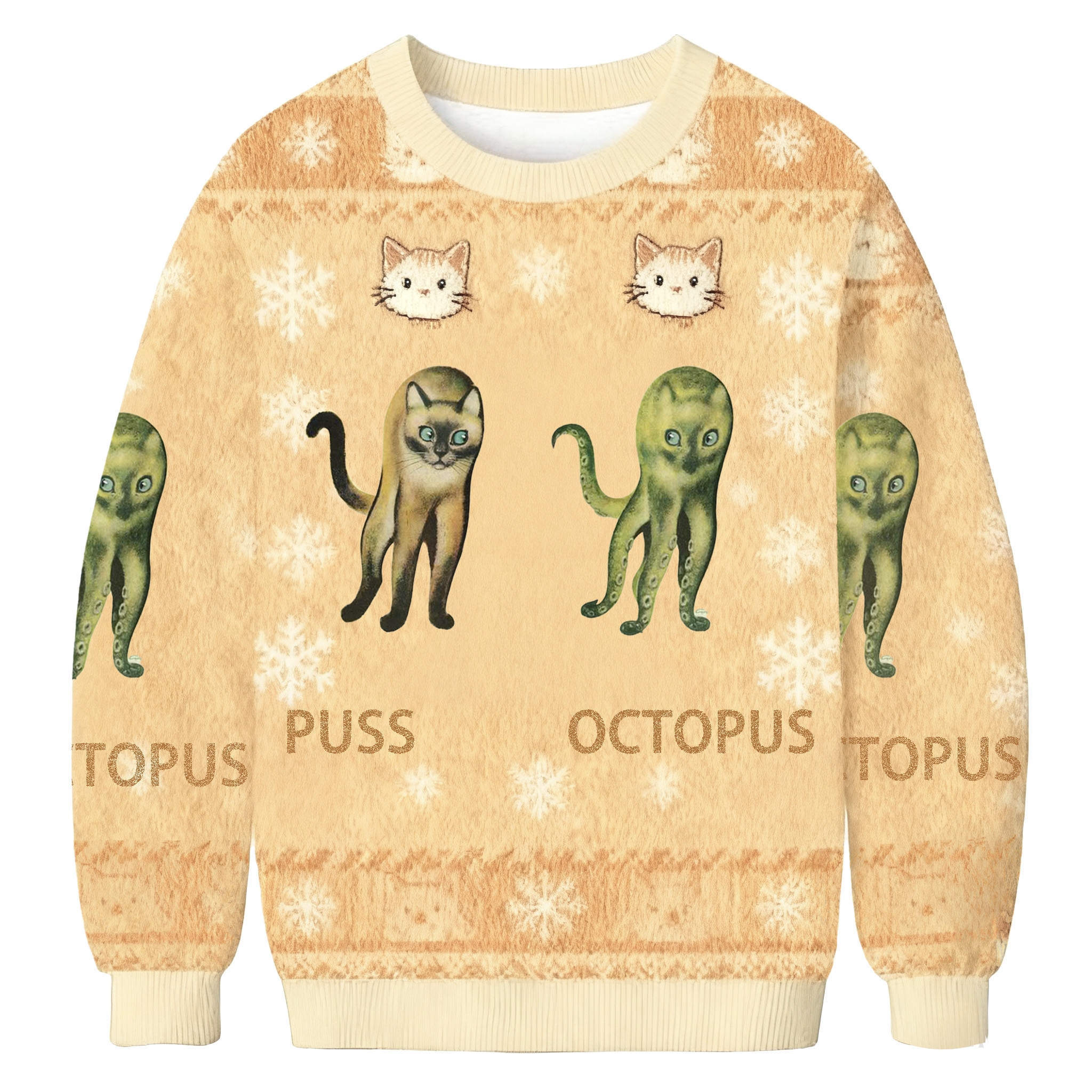 Puss And Octopus Hybrid Meme Christmas Ugly Sweatshirt