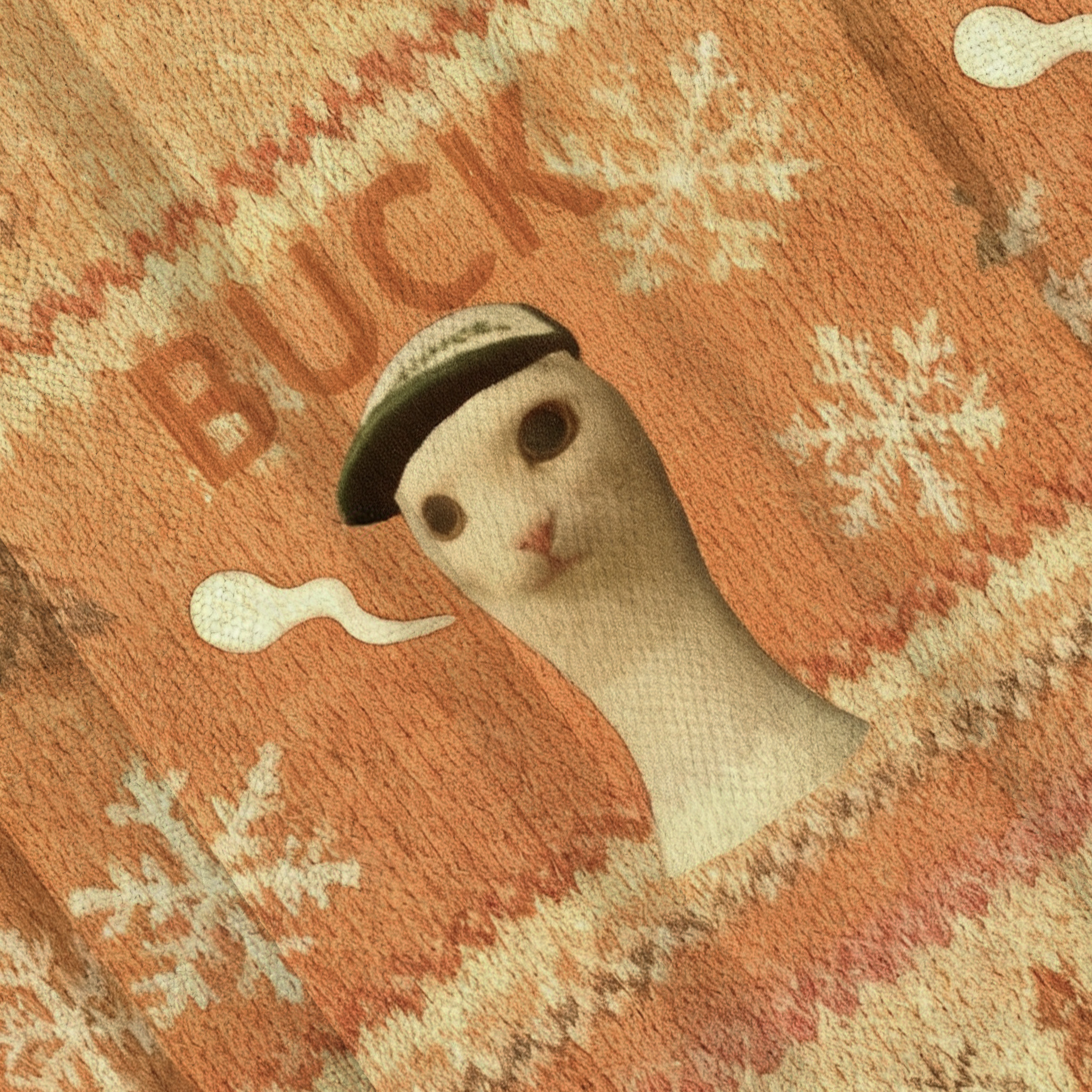 Cap Wearing Cat Buck Meme Christmas Ugly Sweatshirt