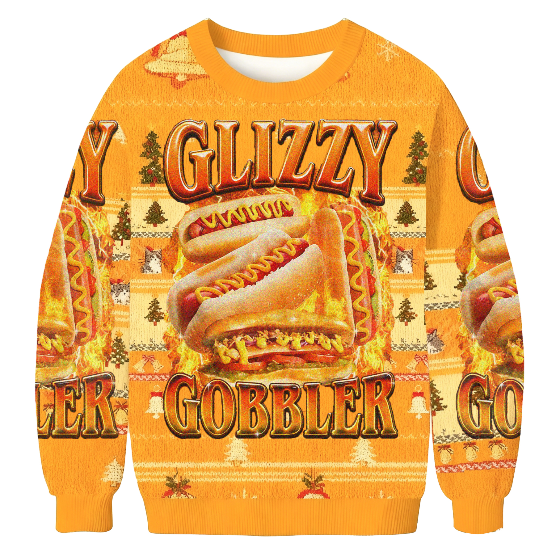 Tokyoviva Glizzy Gobbler Hot Dog Christmas Ugly Sweatshirt
