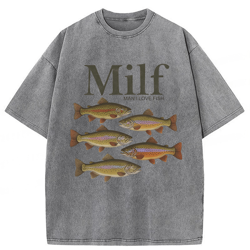 Tokyoviva I Love Fish Vintage Style Washed T-shirt