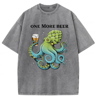 Tokyoviva An Octopus Drinks Beer Washed T-shirt