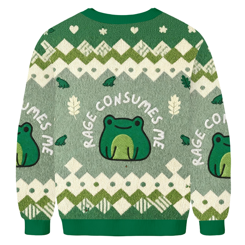 Baddiecat Frog Rage Consumes Me Ugly Sweatshirt