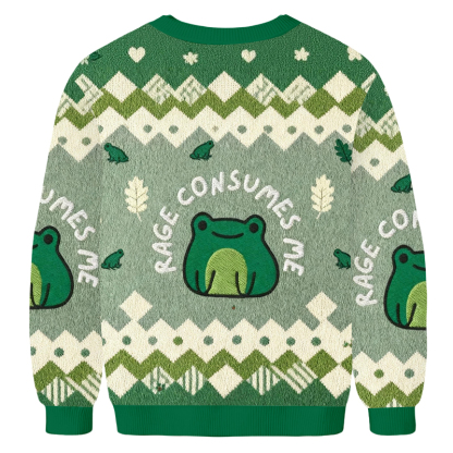 Baddiecat Frog Rage Consumes Me Ugly Sweatshirt