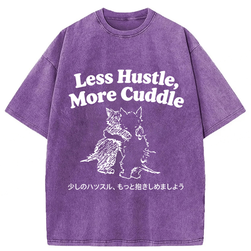 Tokyoviva Less Hustle More Cuddle Cat Washed T-shirt