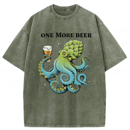 Tokyoviva An Octopus Drinks Beer Washed T-shirt
