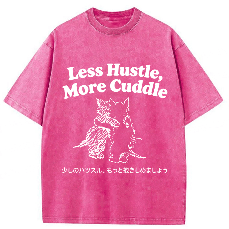 Tokyoviva Less Hustle More Cuddle Cat Washed T-shirt