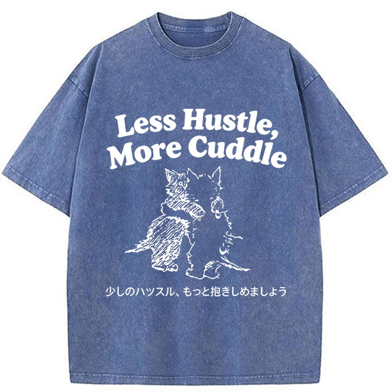 Tokyoviva Less Hustle More Cuddle Cat Washed T-shirt