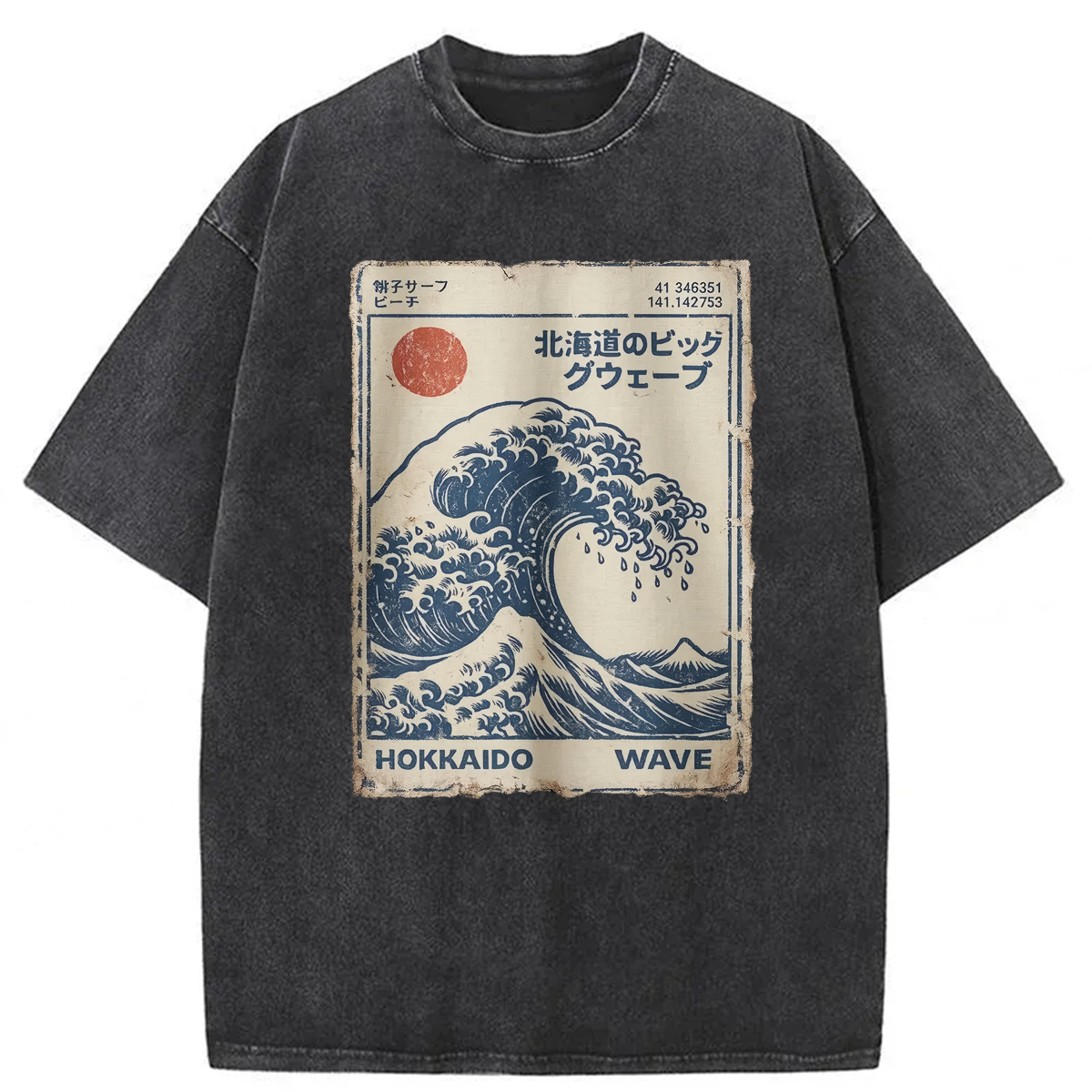 Tokyoviva Japanese Hokkaido Wave Washed T-shirt