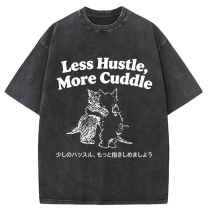 Tokyoviva Less Hustle More Cuddle Cat Washed T-shirt