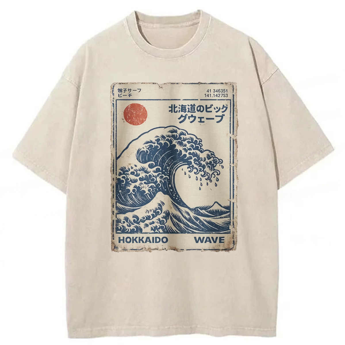 Tokyoviva Japanese Hokkaido Wave Washed T-shirt