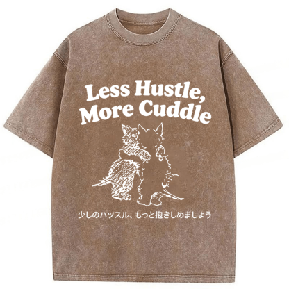 Tokyoviva Less Hustle More Cuddle Cat Washed T-shirt