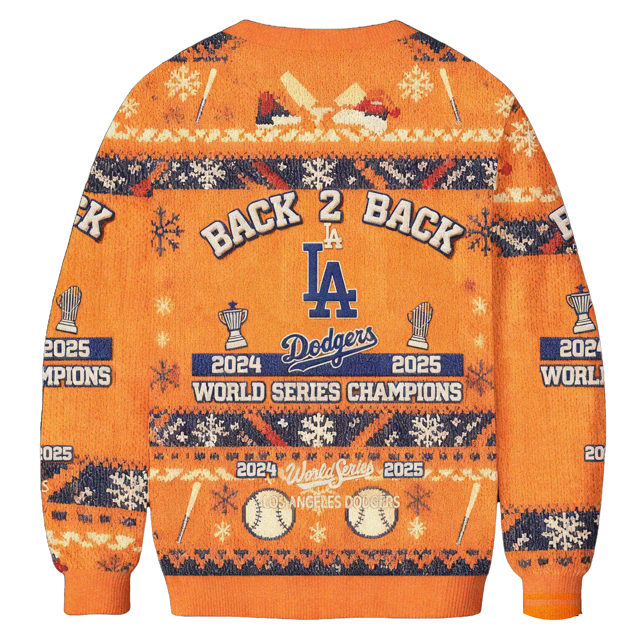 Baddiecat Dodgers Back 2 Back World Series Champs Christmas Ugly Sweatshirt