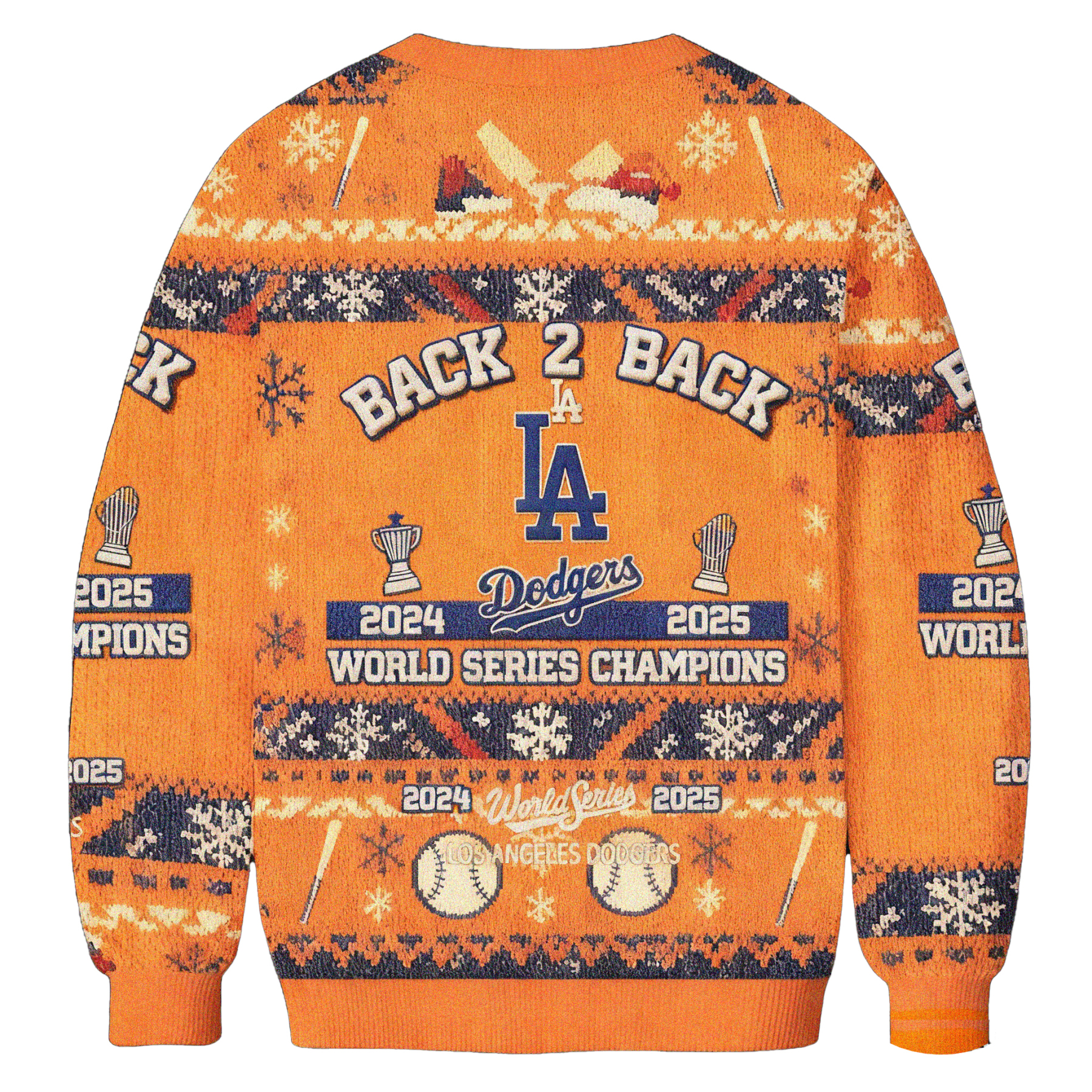 Baddiecat Dodgers Back 2 Back World Series Champs Christmas Ugly Sweatshirt