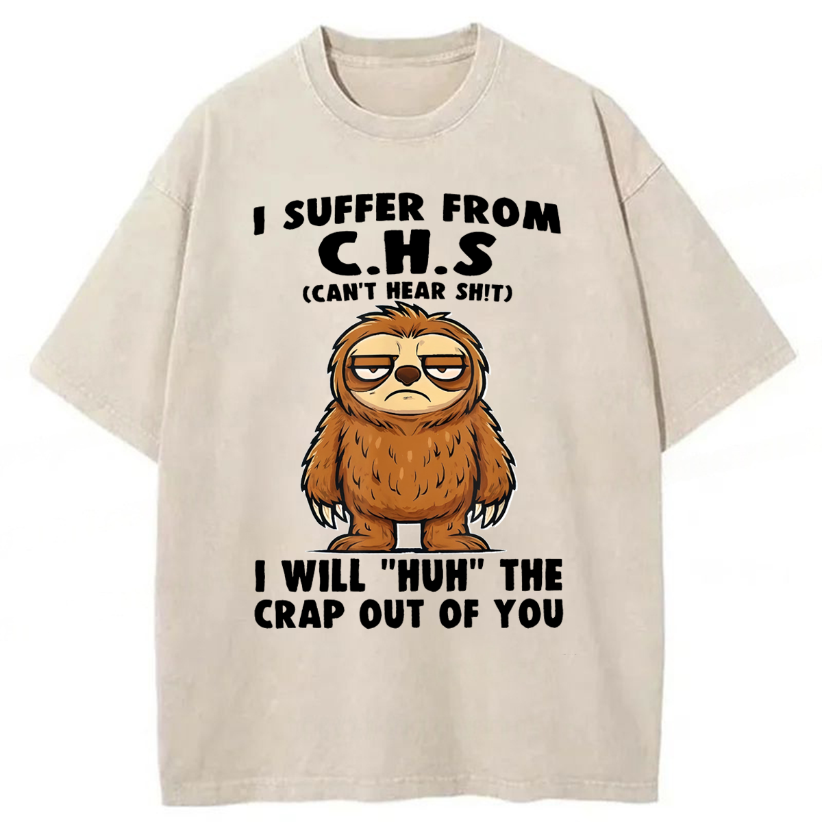 Tokyoviva Sloth Hearing Loss Humor Washed T-shirt