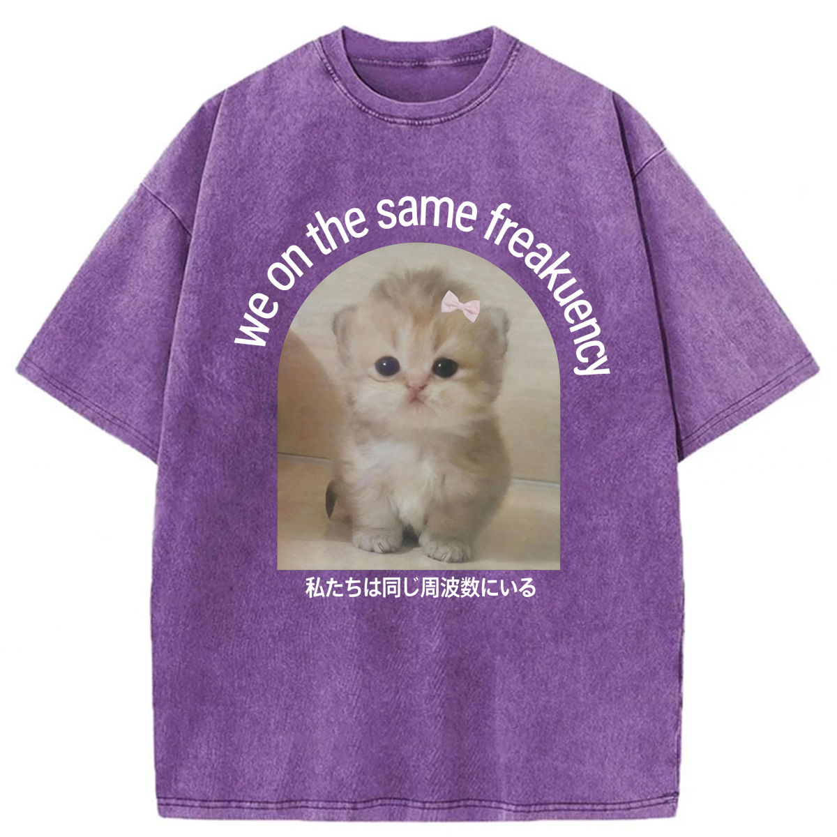 Tokyoviva We On The Same Freakuency Cat Washed T-shirt
