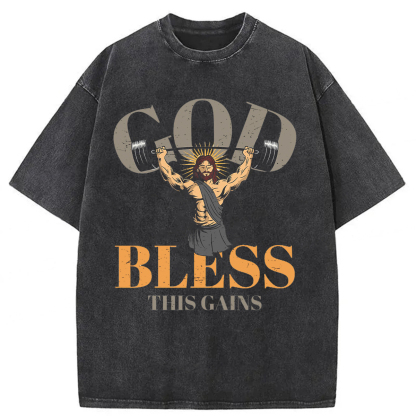 Tokyoviva God Bless These Gains Washed T-shirt