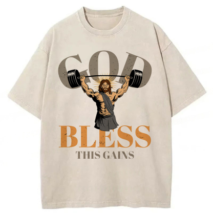 Tokyoviva God Bless These Gains Washed T-shirt