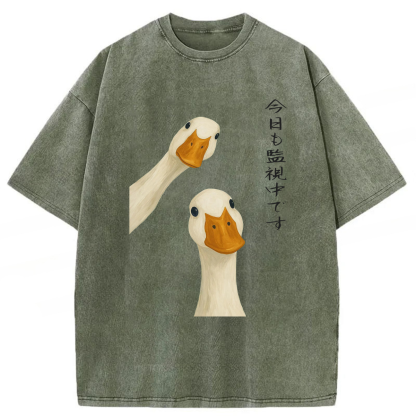 Tokyoviva Japanese The Goose Is Watching Today Washed T-shirt