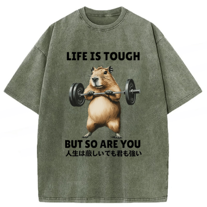 Tokyoviva Capybara Life Is Tough But So Are You Washed T-shirt