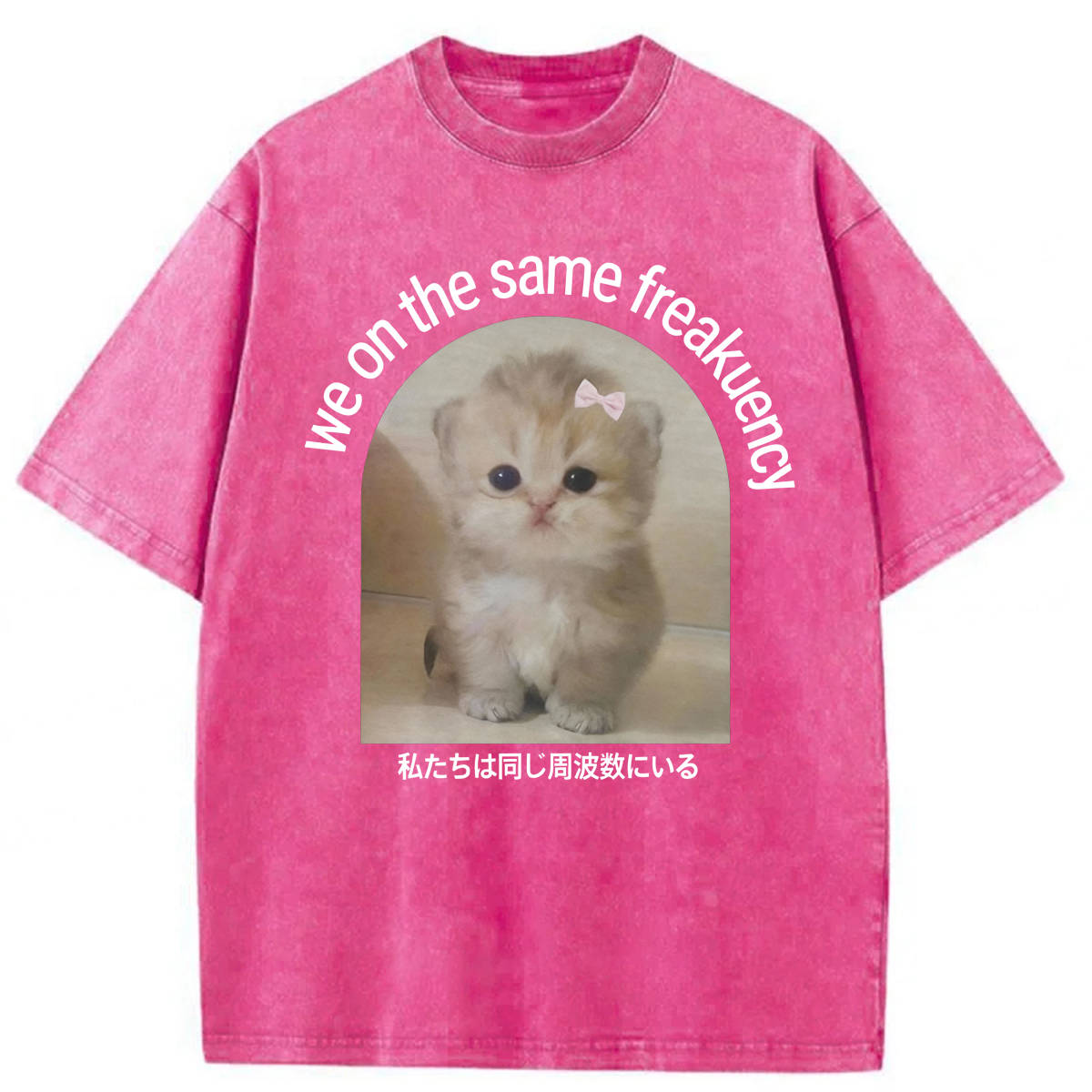 Tokyoviva We On The Same Freakuency Cat Washed T-shirt
